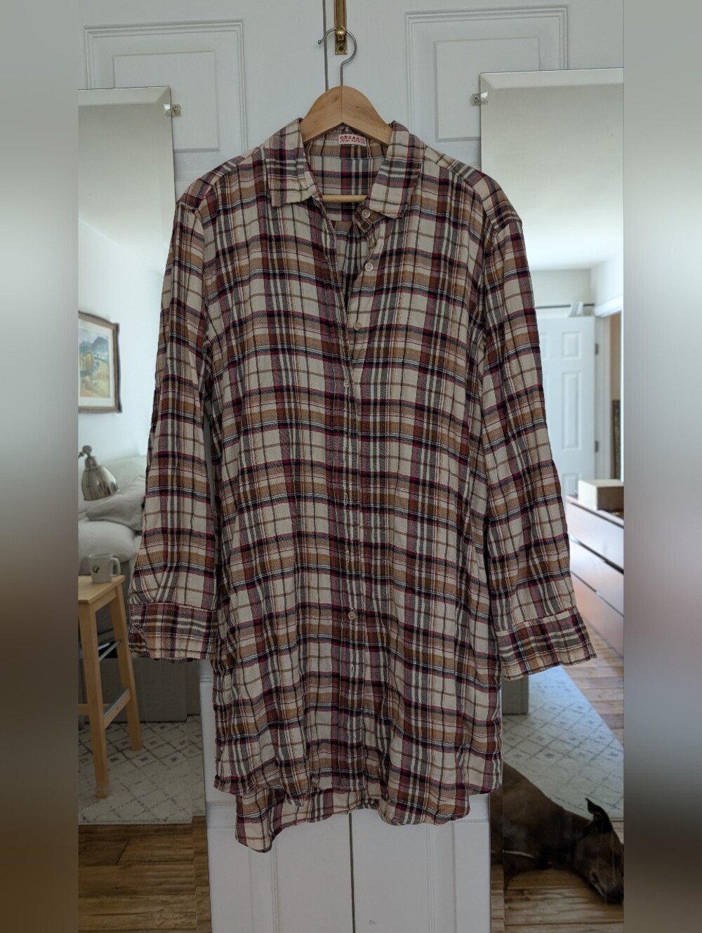 John Patrick Organic Cotton Plaid Button-Up Shirt Dress